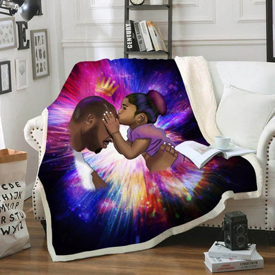 BigProStore African Painting Blanket Black Daddy Products Fleece Blanket Endless Love Father And Daughter Fleece Blanket Blanket / YOUTH-S (43"x55" / 110x140cm) Blanket