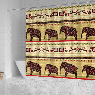 BigProStore Elephant Shower Curtains African Patchwork Bathroom Sets Shower Curtain