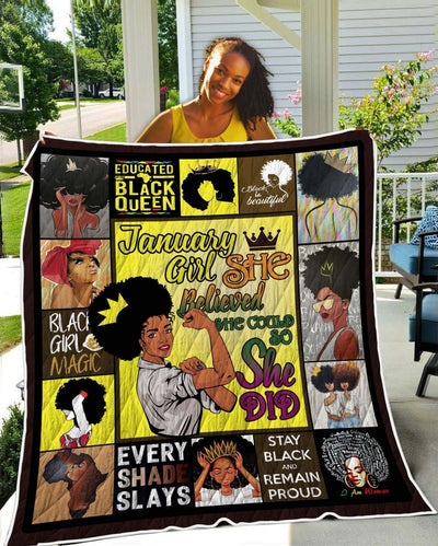 BigProStore African Quilts January Girl She Believed She Could So She Did Quilt Pretty Melanin Beauty Girl Inspired African Themed Gift Ideas BABY (43"x55" / 110x140cm) Quilt