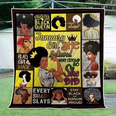 BigProStore African Quilts January Girl She Believed She Could So She Did Quilt Pretty Melanin Beauty Girl Inspired African Themed Gift Ideas Quilt