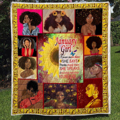 BigProStore African Quilts January Girl She Says She Speaks Yourealize Quilt Pretty Black Woman With Afro African Style Gift Idea Quilt