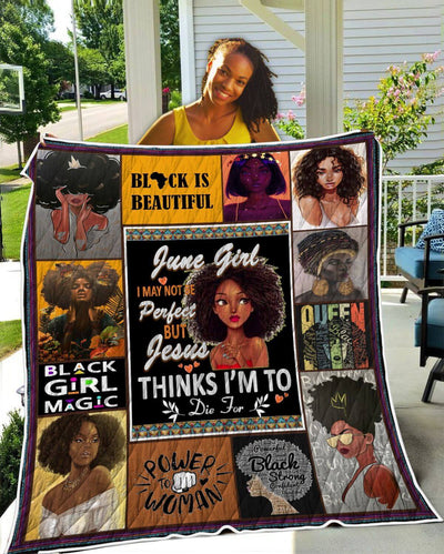 BigProStore African Quilts June Girl Black Is Beautiful Quilt Beautiful Melanin Girl African Style Gift Idea BABY (43"x55" / 110x140cm) Quilt