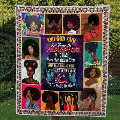 BigProStore African Quilts Let There Be February Girl Heart Quilt Pretty Black Afro Lady Black History Month Gift Idea Quilt