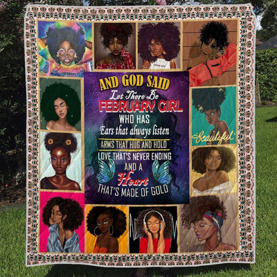 BigProStore African Quilts Let There Be February Girl Heart Quilt Pretty Black Afro Lady Black History Month Gift Idea Quilt