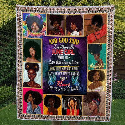 BigProStore African Quilts Let There Be June Girl Heart Quilt Beautiful Melanin Beauty Girl Afrocentric Themed Gift Idea Quilt