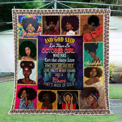 BigProStore African Quilts Let There Be October Girl Heart Quilt Beautiful Lady With Afro Inspired African Themed Gift Ideas Quilt