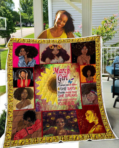 BigProStore African Quilts March Girl She Says She Speaks Yourealize Quilt Pretty Melanin Poppin Girl Black History Month Gift Idea BABY (43"x55" / 110x140cm) Quilt