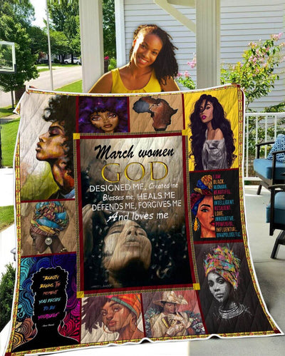 BigProStore African Quilts March Women GOD Designed Me Quilt Beautiful Melanin Poppin Girl Afrocentric Themed Gift Idea BABY (43"x55" / 110x140cm) Quilt