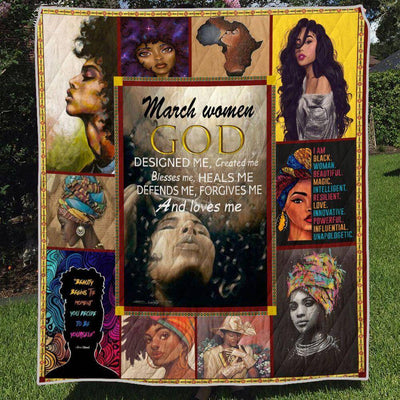 BigProStore African Quilts March Women GOD Designed Me Quilt Beautiful Melanin Poppin Girl Afrocentric Themed Gift Idea Quilt
