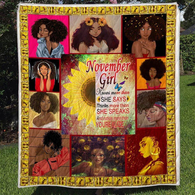 BigProStore African Quilts November Girl She Says She Speaks Yourealize Quilt Pretty Girl With Afro Afrocentric Themed Gift Idea Quilt