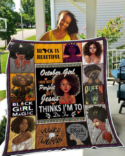 BigProStore African Quilts October Girl Black Is Beautiful Quilt Pretty Girl With Afro African Style Gift Idea BABY (43"x55" / 110x140cm) Quilt
