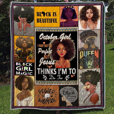 BigProStore African Quilts October Girl Black Is Beautiful Quilt Pretty Girl With Afro African Style Gift Idea Quilt
