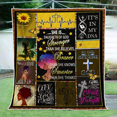 BigProStore African Quilts She Is Stronger Braver Smarter Quilt Pretty Black Girl African Style Gift Idea Quilt
