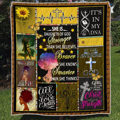 BigProStore African Quilts She Is Stronger Braver Smarter Quilt Pretty Black Girl African Style Gift Idea Quilt