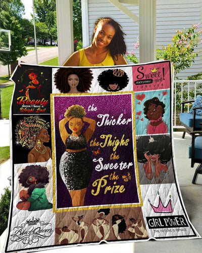 BigProStore African Quilts The Thicker The Thighs The Sweeter The Prize Quilt Beautiful Melanin Beauty Girl African Style Gift Idea BABY (43"x55" / 110x140cm) Quilt