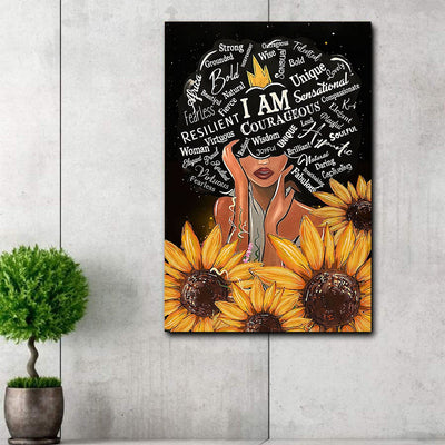 BigProStore African Retro Vintage Poster I Am Strong Courageous Elegant With Sunflower African Inspired Home Decor 12" x 18" Poster