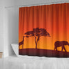 BigProStore Elephant Bathroom Sets African Safari Silhouette Bathroom Wall Decor Ideas Shower Curtain