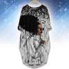 BigProStore Afrocentric Dress Cute Afro Girl Long Sleeve Pocket Dress African Print Clothing BPS82125 S (4-6 US)(8 UK) Women Dress