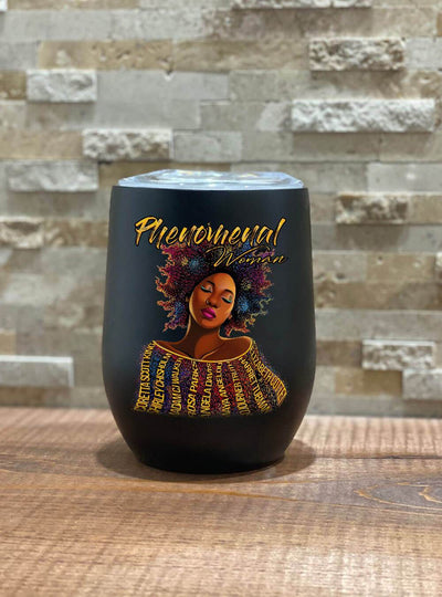 BigProStore Afrocentric Tumbler Design Phenomenal Woman Afro Girl Art Stainless Steel Wine Tumbler Mug Black History Month Gift Ideas BPS4258 Wine Tumbler