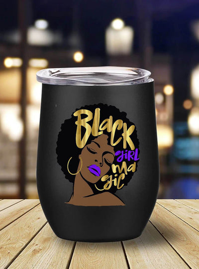 BigProStore Afrocentric Tumbler Design Purple Black Girl Magic Gift Melanin Queen Pride Stainless Steel Wine Tumbler Mug Black History Gifts BPS8882 Wine Tumbler