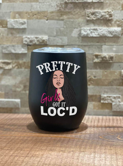 BigProStore Afrocentric Tumbler Design Womens Cool Pretty Girls Got It Loc'd Melanin Afro Lover Gift Stainless Steel Wine Tumbler Mug Afrocentric Inspired Gifts BPS5129 Wine Tumbler