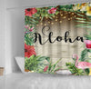 BigProStore Hawaii Bath Curtain Aloha Tropical Wood Floral Leaves Lights Chic Shower Curtain Bathroom Wall Decor Ideas Hawaii Shower Curtain