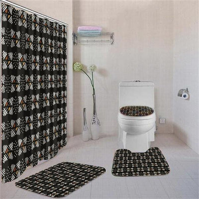 BigProStore Amazing African Afrocentric Pattern Art Shower Curtain Bathroom Set 4pcs Nice African Bathroom Accessories BPS3632 Standard (180x180cm | 72x72in) Bathroom Sets