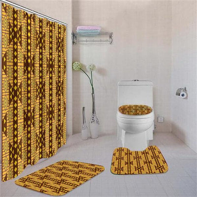 BigProStore Amazing African American Afrocentric Pattern Art Shower Curtain Bathroom Set 4pcs Trendy African Bathroom Accessories BPS3442 Standard (180x180cm | 72x72in) Bathroom Sets