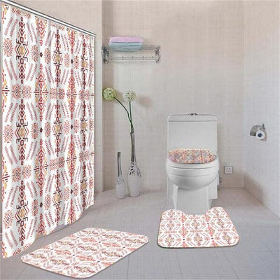 BigProStore Amazing African Print Ethnic Seamless Pattern Shower Curtain Bathroom Set 4pcs Trendy African Bathroom Accessories BPS3124 Standard (180x180cm | 72x72in) Bathroom Sets