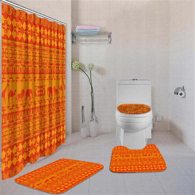 BigProStore Amazing African Seamless Pattern Shower Curtain Bathroom Set 4pcs Cool African Bathroom Accessories BPS3445 Standard (180x180cm | 72x72in) Bathroom Sets