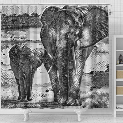BigProStore Elephant Bathroom Sets Animalartbw_Elephant_20170903_By_Jamcolors Small Bathroom Decor Ideas Shower Curtain / Small (165x180cm | 65x72in) Shower Curtain