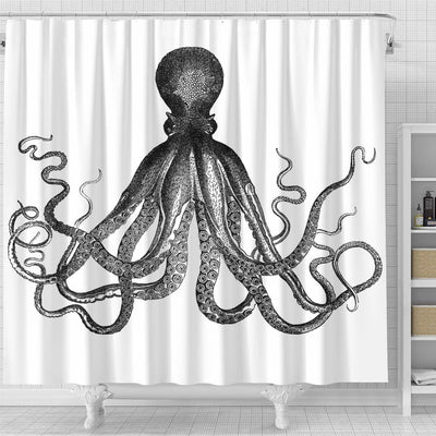 BigProStore Kraken Themed Shower Curtains Antique Nautical Steampunk Octopus Vintage Kraken Shower Curtain Bathroom Wall Decor Ideas Shower Curtain / Small (165x180cm | 65x72in) Shower Curtain