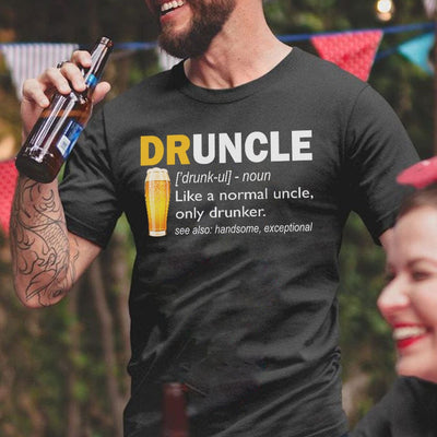 BigProStore Funny Drunk Uncle T-Shirt Druncle Like A Normal Uncle Only Drunker Tee T-shirt