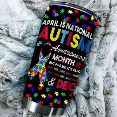 BigProStore April is National Autism Awareness Month Tumbler Idea BPS555 Black / 20oz Steel Tumbler