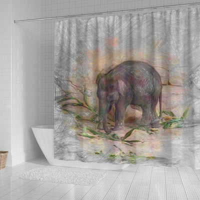 BigProStore Elephant Shower Curtain Artistic Animal Baby Elephant Bathroom Accessories Set Shower Curtain