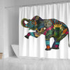 BigProStore Elephant Themed Shower Curtains Asian Elephant White Bathroom Decor Sets Shower Curtain