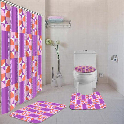 BigProStore Attractive African American History Month Ethnic Seamless Pattern Bathroom Shower Curtain Set 4pcs Trendy Afrocentric Bathroom Decor BPS3239 Standard (180x180cm | 72x72in) Bathroom Sets
