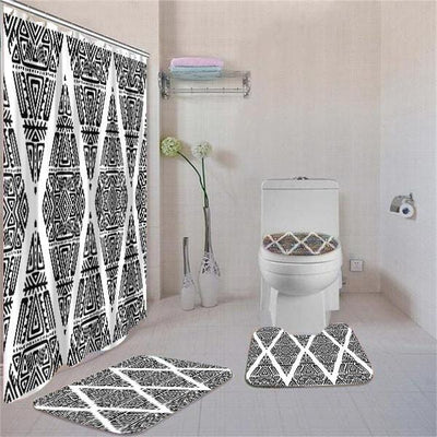 BigProStore Attractive Afro American Afrocentric Art Bathroom Shower Curtain Set 4pcs Cool Afrocentric Bathroom Decor BPS3136 Standard (180x180cm | 72x72in) Bathroom Sets