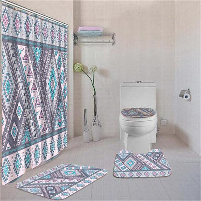 BigProStore Attractive Afrocentric Afrocentric Art Bathroom Shower Curtain Set 4pcs Trendy Afrocentric Bathroom Accessories BPS3664 Standard (180x180cm | 72x72in) Bathroom Sets