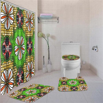 BigProStore Attractive Afrocentric Afrocentric Art Shower Curtain Set 4pcs Nice Afrocentric Bathroom Accessories BPS3146 Standard (180x180cm | 72x72in) Bathroom Sets