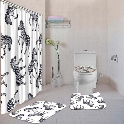 BigProStore Attractive Afrocentric Animals Shower Curtain Set 4pcs Nice Afrocentric Bathroom Accessories BPS3061 Standard (180x180cm | 72x72in) Bathroom Sets