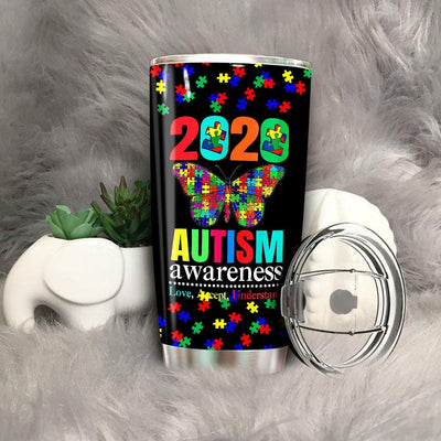 BigProStore Autism Awareness Day 2020 Accept Understand Love Tumbler BPS857 Black / 20oz Steel Tumbler