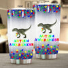 BigProStore Autism Awareness Puzzle Piece Dinosaur Tumbler Boys Kids Gifts BPS372 Steel Tumbler