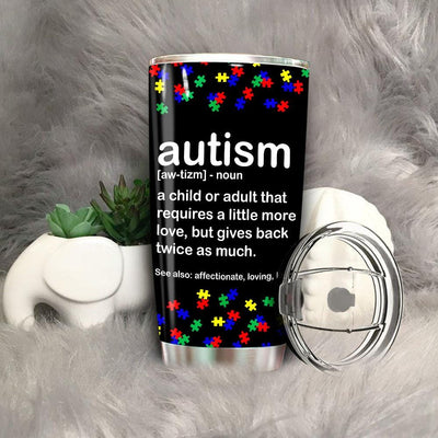 BigProStore Autism Awareness Tumbler Idea Autism Definition For Mom Dad Teacher BPS414 Black / 20oz Steel Tumbler