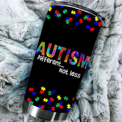 BigProStore Autism Awareness Tumbler Ideas Different Not Less Tumbler Idea BPS769 Black / 20oz Steel Tumbler