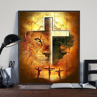 BigProStore Jesus Lion Wall Canvas Jesus As Lion Of Judah Printing Ink Canvas Christmas Gift Wall Canvas 4 Sizes Jesus And The Lion Canvas