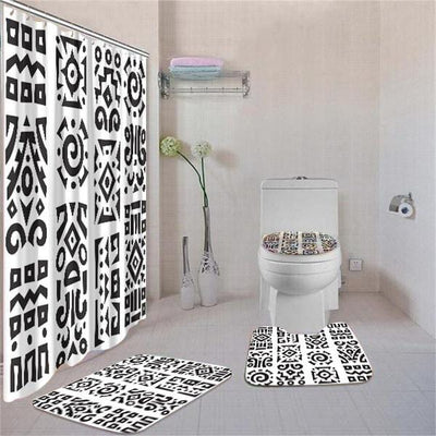 BigProStore Awesome African American History Month Afrocentric Pattern Art Shower Curtain Bathroom Set 4pcs Modern African Bathroom Decor BPS3459 Standard (180x180cm | 72x72in) Bathroom Sets