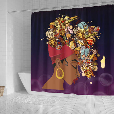 BigProStore Awesome Afro Girl African Art African American Themed Shower Curtains Afrocentric Style Designs BPS017 Small (165x180cm | 65x72in) Shower Curtain