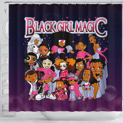 BigProStore Awesome Black Girl Magic Cartoon Afro Girls African American Print Shower Curtains African Style Designs BPS079 Shower Curtain