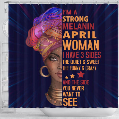 BigProStore Awesome I Am A Strong Melanin April Woman Afro Girl Shower Curtains African American Afrocentric Style Designs BPS040 Shower Curtain